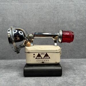 Vintage Eveready Big‎ Jim Weatherproof Lantern No 110 Chrome Red Flasher USA